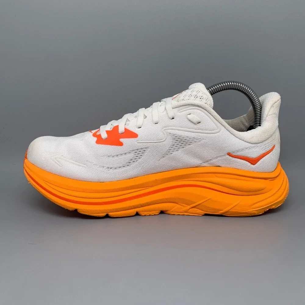 Hoka One Clifton 10 White Orange Running Shoes Women's Sz 8.5B - Picture 6 of 10